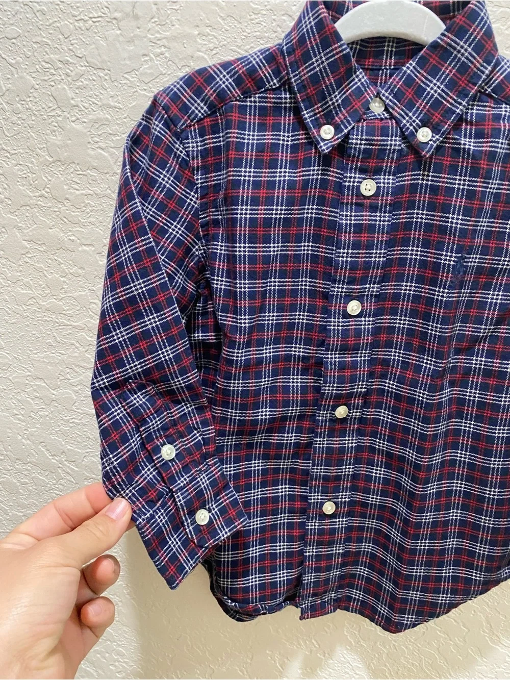 Polo Ralph Lauren Toddler Boys Navy Red Plaid Button-Down Shirt 2T